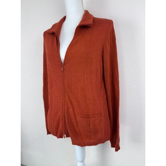 Eileen Fisher women's small burnt orange full zip cardigan wool cashmere angora - Picture 2 of 7